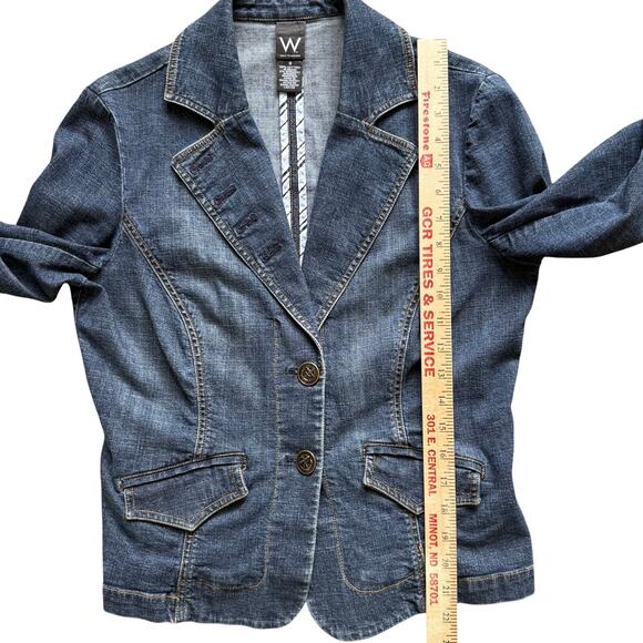 W Work to Weekend Denim Blazer 8 Cotton Stretch Pockets Nautical Buttons Classic - Picture 9 of 9